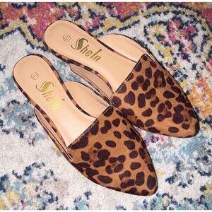 SheIn Women’s Leopard Animal Print Pointed Toe Slip-On Flats Brown/Black 6.5